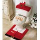 Christmas Happy Santa Fabric Toilet Seat Cover and Rug Bathroom Commode Set