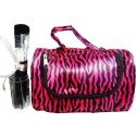 8 Piece Cosmetic Brush Set, Makeup Brush Gift Set, Cosmetic Bag Gift Set, (Hot Pink/black Zebra)