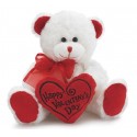 Bear 8" Animal Plush- White with Red Message Pillow