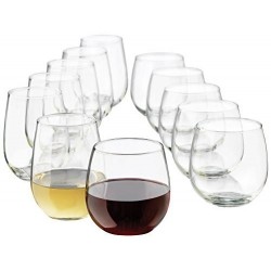 Libbey Vina 12-Piece Stemless Red and White Wine Glasses in Clear