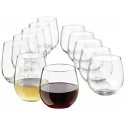 Libbey Vina 12-Piece Stemless Red and White Wine Glasses in Clear