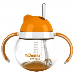 Lansinoh mOmma Straw Cup with Dual Handles, Orange