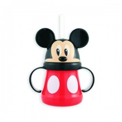 Mickey Mouse Head Cup with Handle and Straw - Mickey Mouse Kids Cup