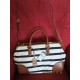 Lauren Ralph Lauren Beverley Double Zip Satchel Blue/WHite Stripe/NWT