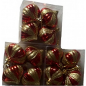 Christmas Shiny Red and Gold Swirl Shatterproof Onion Ornaments