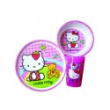 Hello Kitty 3 Piece Mealtime Set Plate, Bowl & Tumbler