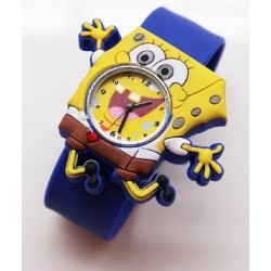 3D Kid's boy's slicone slap on cute spongebob wrist quartz watch