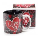 Love Ya Heart Red & Black 13oz Coffee Tea Mug- Kitchen Gift