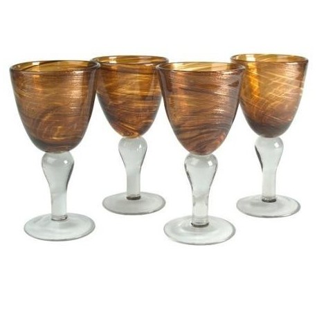 Artland Shimmer Goblets, 12-Ounce, Amber, Set of 4