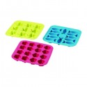 PLASTIS Ice cube tray, green/pink, turquoise