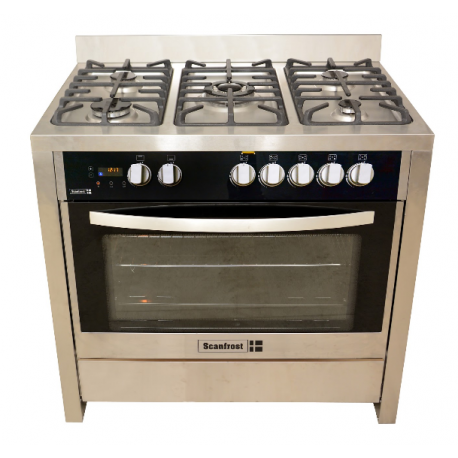 Scanfrostt Gas Cooker 6-series (60x60) 4Burners – SFCK6402 NG Wood Finish With Oven & Grill