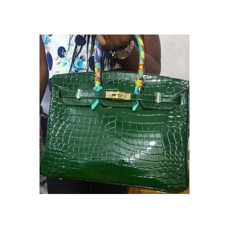 Hermes Birkin Gris Elephant Matte 35cm Porosus Crocodile Handbag