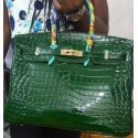 Hermes Birkin Gris Elephant Matte 35cm Porosus Crocodile Handbag