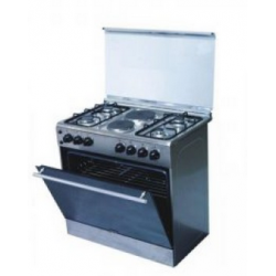 Bruhm 90cm x 60cm 4Gas burner 2hot plate - Free Standing Gas Cooker - Silver BGC 9642S