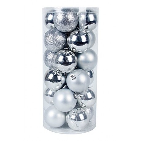 Christmas Ball  set of 24pcs Shatterproof Ornaments/Decorations Silver