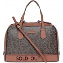 Calvin Klein  Hudson Monogram Satchel Bag for Women - Brown/Luggage