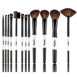 Karity Cosmetics Professional Studio Quality 12 Piece Natural Cosmetic Makeup Brush  Kit with Pouch Case Bag