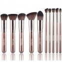 Kitdine Makeup Brushes,Premium Synthetic Kabuki Cosmetics Foundation Eyeliner Blush  (10 pcs, Coffee)