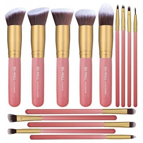 BS-MALL New 14 Pcs Makeup Brushes Premium Synthetic Kabuki Makeup Brush Set 