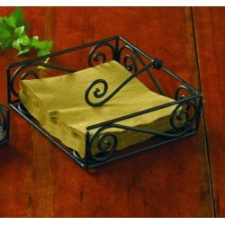 Black Village Scroll Luncheon Napkin Holder