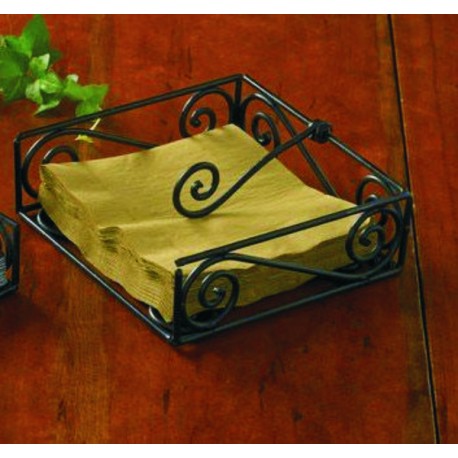 Black Village Scroll Luncheon Napkin Holder